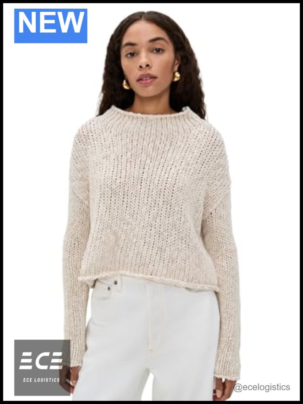 Free People Opal Sweater Chunky Cable Knit Mock Neck Pullover